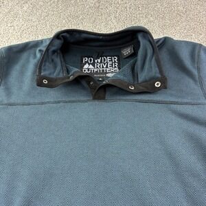 Powder‎ River Outfitters Mens XL Pullover Fleece Snap Neck Diamond Pattern Blue